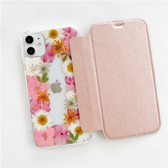 押し花ケース 手帳型スマホケース スマホリング iPhoneケース 