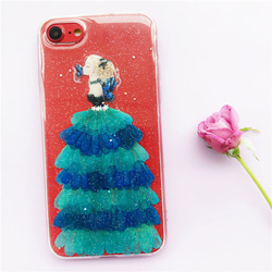 青のドレス iPhone12/SE2/Xperia10II/GALAXYS20+ 押し花ケース iPhoneケース 5枚目の画像