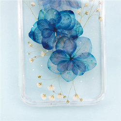 青い紫陽花とかすみ草 iPhone15Pro/SE/Xperia5V/GALAXYS24 押し花ケース スマホケース 4枚目の画像