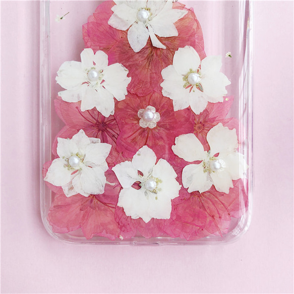 桜のドレス iPhone14Pro/SE/Xperia10IV/GALAXYS23 押し花ケース スマホケース 3枚目の画像