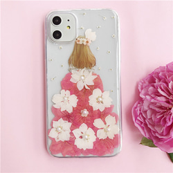 桜のドレス iPhone14Pro/SE/Xperia10IV/GALAXYS23 押し花ケース スマホケース 4枚目の画像