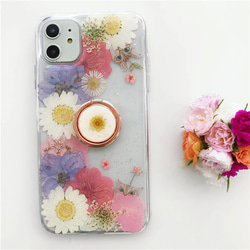 猫と桜 スマホリング iPhone15Pro/SE/Xperia5V/GALAXYS24 押し花ケース スマホケース 5枚目の画像