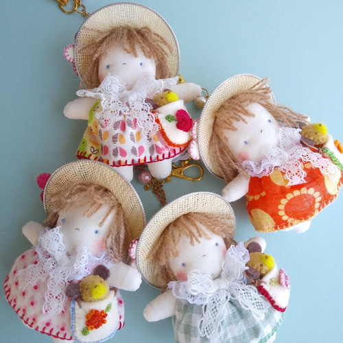 nuikkoさま専用♡ドール♡ドールチャーム♡フェルト♡ハンドメイド ハンドメイド♡ドールチャーム♡猫＆くま＆ハート柄 - メルカリ