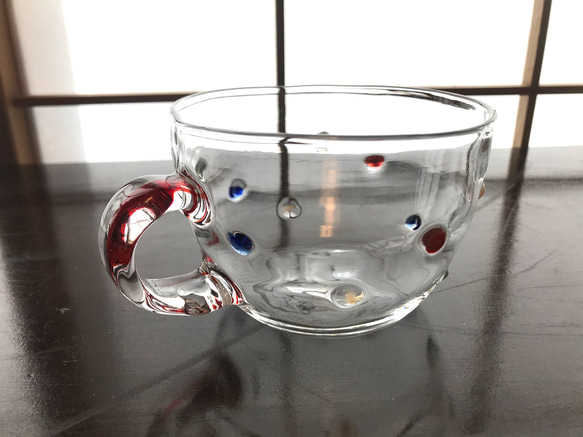 『スープカップ』赤　Sサイズ　耐熱ガラス 1枚目の画像