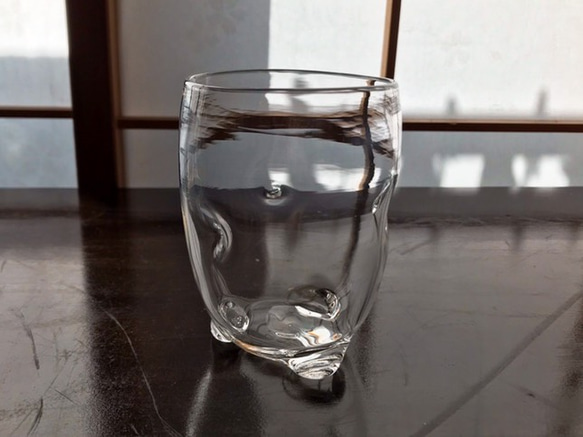『ころんとしたクリアグラス』Mサイズ　耐熱ガラス 1枚目の画像