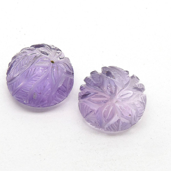 アメジスト(2pcs)／Amethyst Carving Cabochon 1枚目の画像