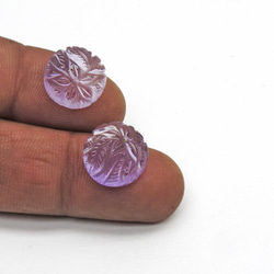 アメジスト(2pcs)／Amethyst Carving Cabochon 3枚目の画像