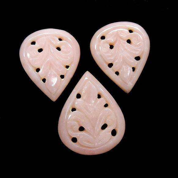 オパール(3ピース)／Pink Opal Carving 1枚目の画像