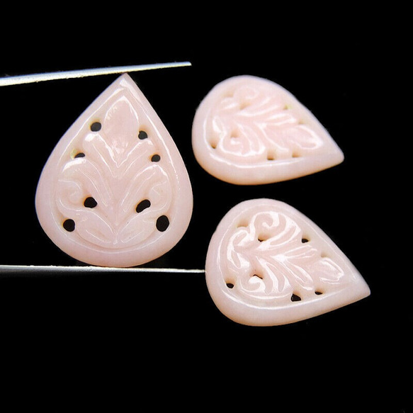 オパール(3ピース)／Pink Opal Carving 3枚目の画像