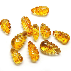 シトリン(10ピース)／Leaf Shape Citrine Carving 1枚目の画像