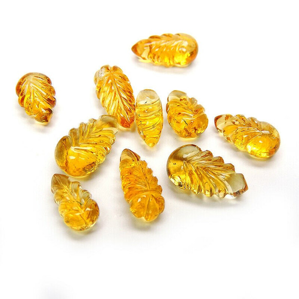 シトリン(10ピース)／Leaf Shape Citrine Carving 2枚目の画像