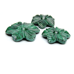 マラカイト(3pcs)／Flower Carving Malachite 2枚目の画像