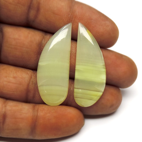 アゲート(2pcs)／Pear Cabochon Yellow Agate 2枚目の画像