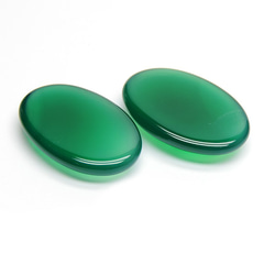 オニキス(2pcs)／Oval Cabochon Green Onyx 2枚目の画像