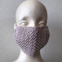 UV加工コットン糸の手編みマスク【グレー】/洗って繰り返し使える/送料無料 7枚目の画像