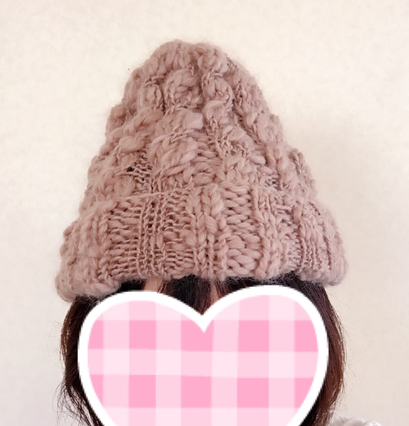 ポコポコが可愛いふんわりニット帽【人気色♡オフホワイト】 8枚目の画像