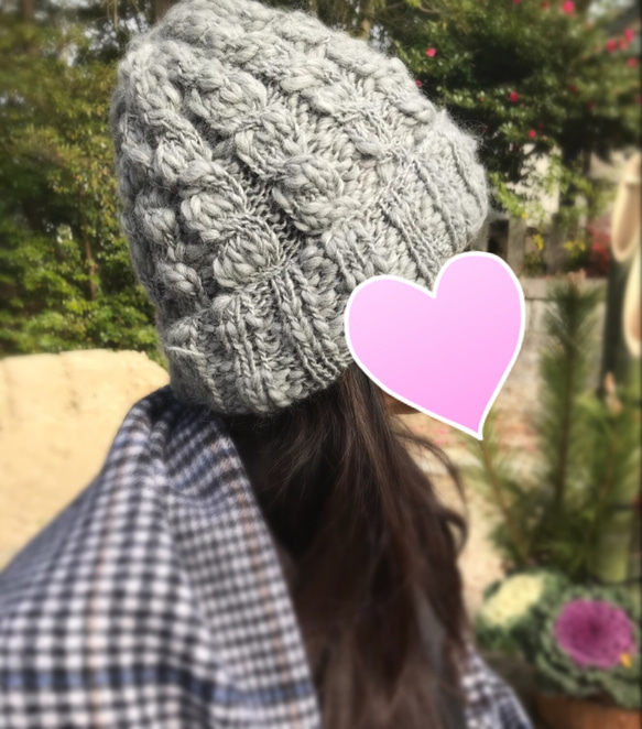 ポコポコが可愛いふんわりニット帽【人気色♡オフホワイト】 9枚目の画像