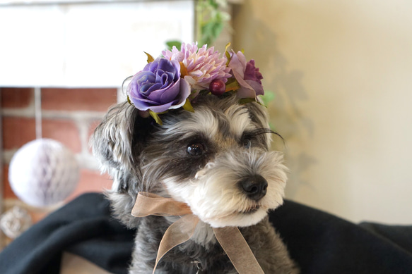 パープルなお花のティアラ 2枚目の画像