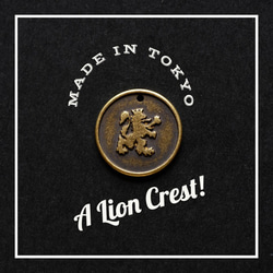 【2個】チャーム コイン 獅子/ライオンの紋章 （日本製、真鍮、生地）170 2枚目の画像