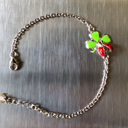 【SALE】シルバー925のてんとう虫とクローバーのブレスレット【送料無料】Made in Italy 5枚目の画像