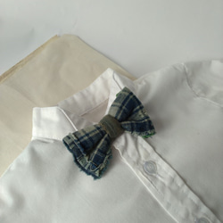 古布の蝶ネクタイブローチ チェック[K158]　キッズフォーマル　アンティーク着物　bow tie 2枚目の画像