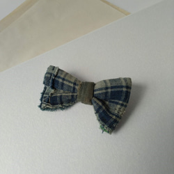 古布の蝶ネクタイブローチ チェック[K158]　キッズフォーマル　アンティーク着物　bow tie 8枚目の画像