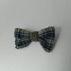古布の蝶ネクタイブローチ チェック[K158]　キッズフォーマル　アンティーク着物　bow tie 9枚目の画像