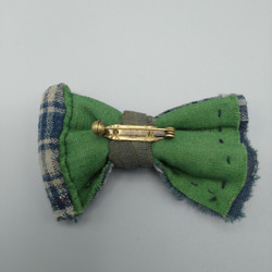 古布の蝶ネクタイブローチ チェック[K158]　キッズフォーマル　アンティーク着物　bow tie 10枚目の画像