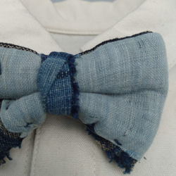 古布の蝶ネクタイブローチ 藍染BORO[K160]　キッズフォーマル　アンティーク着物　bow tie 7枚目の画像