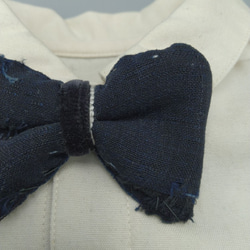古布の蝶ネクタイ  藍染BORO[K143]　エシカルファッション　アンティーク着物　リボンブローチ　bow tie 6枚目の画像