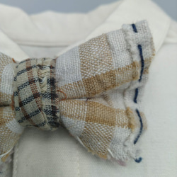 古布の蝶ネクタイブローチ  チェック[K169]　キッズフォーマル　アンティーク着物　bow tie 6枚目の画像
