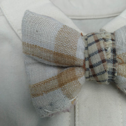 古布の蝶ネクタイブローチ  チェック[K169]　キッズフォーマル　アンティーク着物　bow tie 7枚目の画像