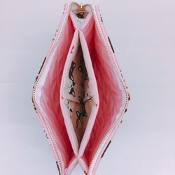 マルチポーチ（大）ピンク×フレンチブルドッグ 2枚目の画像