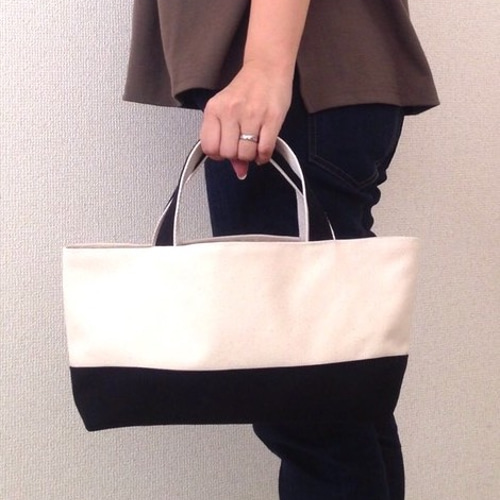 8号帆布♡Mサイズ♪ベーシック♡トートバッグ♡生成り☆ハンドメイド Msize 8号帆布トートバッグ トートバック きなり×シナモン 帆布
