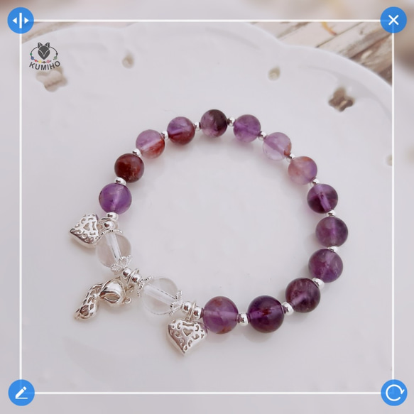 流年手鍊-火狐-紫幽，白水晶，925純銀飾 第2張的照片