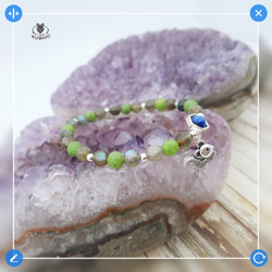 五行手鍊-松鼠-拉長石，加拿大碧玉，藍晶石，925純銀飾 第2張的照片