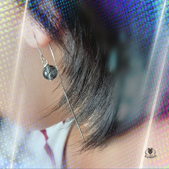 耳環系列-黑髮-黑髮晶、925純銀飾 第3張的照片