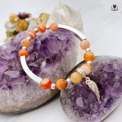 Five Elements Bracelet-Fly-Orange Persian Agate、925スターリングシルバー 1枚目の画像
