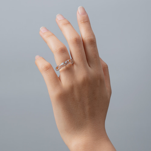 ラリック ガラス リング サイズ10 Signed LGL 10k White Gold Trillion Cut BLUE SAPPHIRE WAVE
