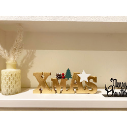 インテリア　クリスマス　ウッドオブジェ   XMAS小　置物　木製 1枚目の画像