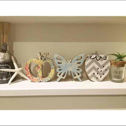 『ちょうちょ 』インテリア ウッド オブジェ スプリング 蝶々 花柄   置物 木製 1枚目の画像