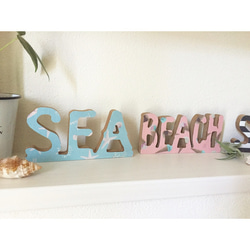 インテリア ウッド オブジェ アルファベットレター ビーチテイスト SURF BEACH SEA 置物 木製 3枚目の画像