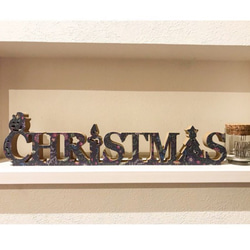クリスマス ウッドオブジェ CHRISTMAS アルファベットレター 刺繍柄 1枚目の画像