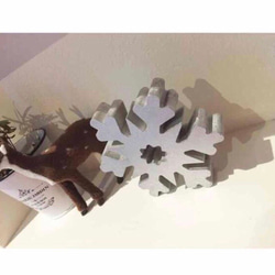 インテリア ウッド オブジェ クリスマス 雪の結晶 snow シルバー 置物 2枚目の画像