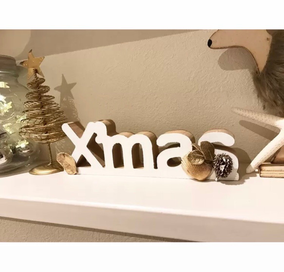 インテリア ウッド オブジェ クリスマス  X'mas   置物  木製 2枚目の画像