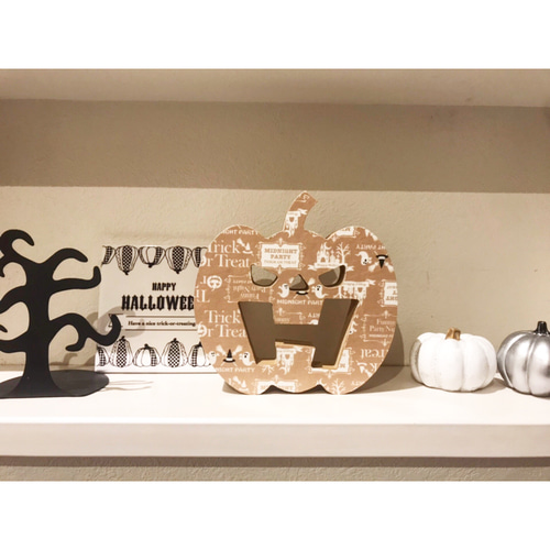 ハロウィン インテリア ウッドオブジェ かぼちゃ大 ジャックオランタン