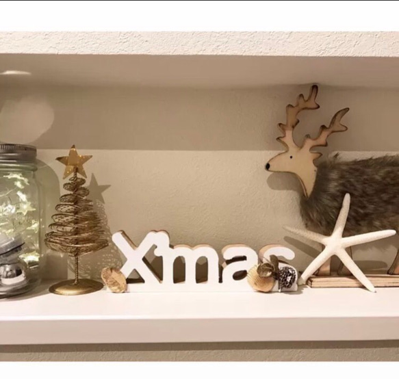 2点限定販売☆インテリア ウッド オブジェ クリスマス  X'mas   置物  木製 1枚目の画像