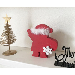 インテリア　クリスマス　ウッドオブジェ　サンタクロース　置物　木製 2枚目の画像