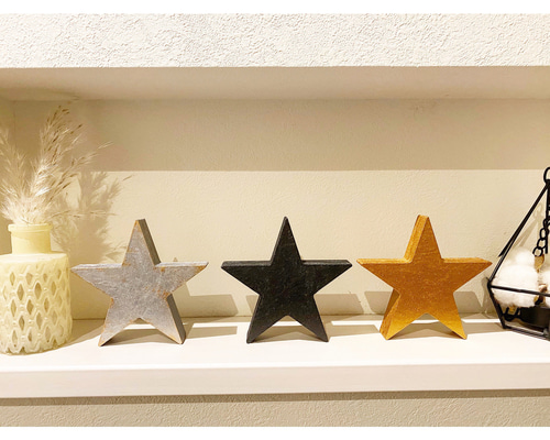 インテリア ウッド オブジェ 星 スター メタルカラー 置物 木製 その他