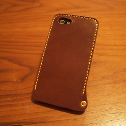 iPhone5 カバー ケース　栃木レザー 牛革　手縫い 2色 2枚目の画像